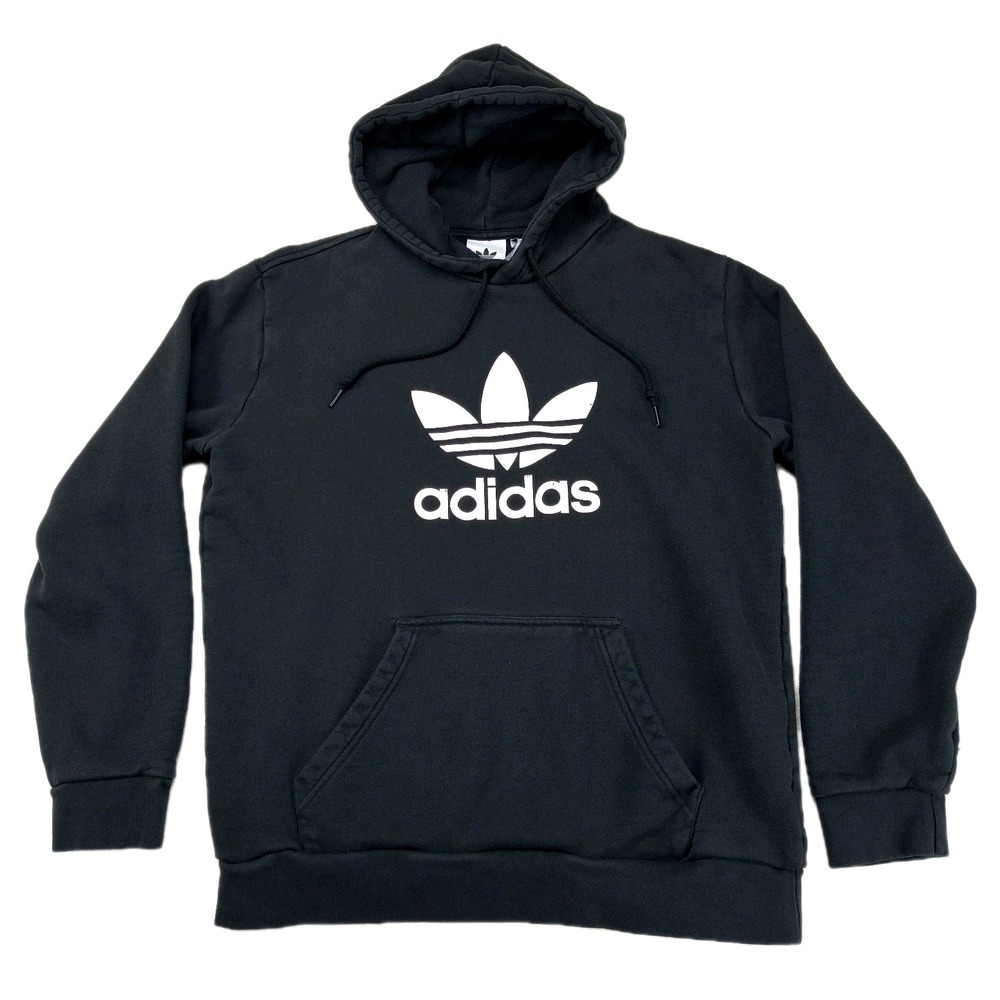 Adidas Originals Trefoil Logo Black Pullover Hoodie Mens Size Medium M Black